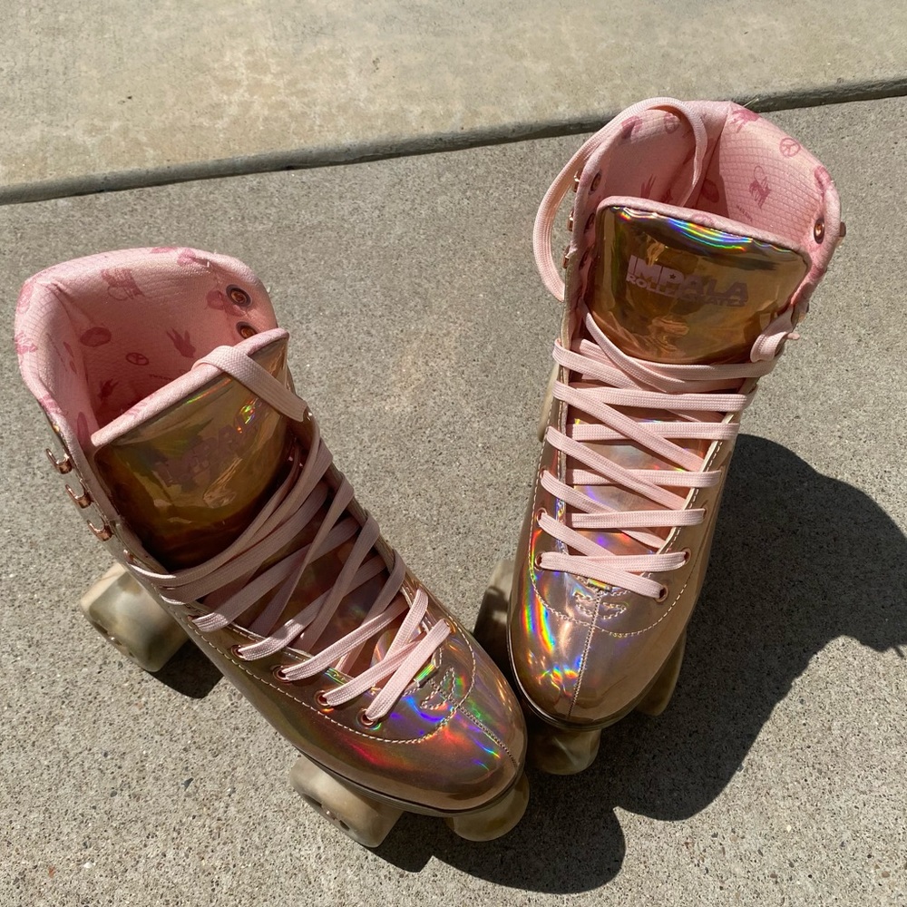 Pink Holographic Roller Skates - Women's
